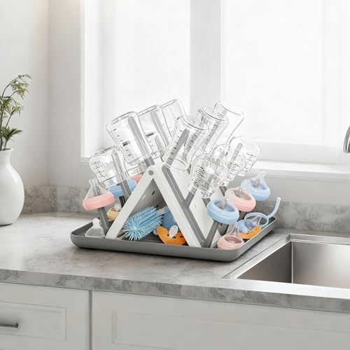 Large Baby Bottle Drying Rack, Space Saving Countertop Holder Organizer - Image 4
