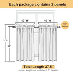 Lecloud Leia Dark Gold Sheer Kitchen Curtains 36 Inch Length, Breathable Clip - Image 4