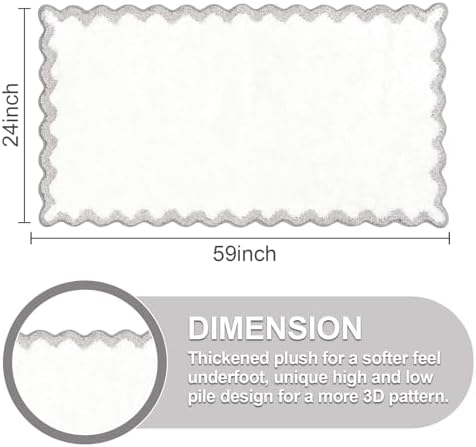 ORTIGIA Long Cute Scalloped Bathroom Rugs Runner, Fun Gray Plush Microfiber - Image 2