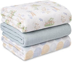 Muslin Swaddle Blankets for Newborn, 3 Pack Breathable Soft Receiving Blanket by LYRICHOMBABY