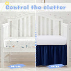 SiinvdaBZX Navy Blue Crib Skirt Dust Ruffle, Microfiber Crib Bed Skirt - Image 5