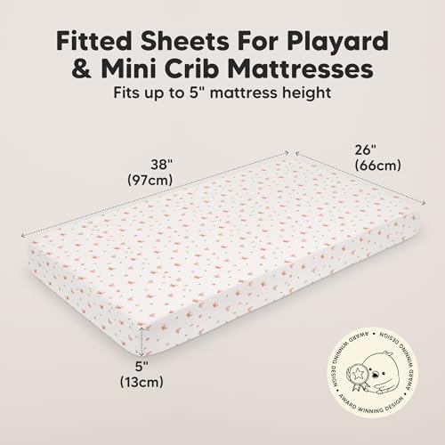 2pk Mini Crib Sheets Fitted 38x26 Pack N Play Mattress Sheet - Image 3