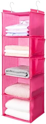 BOOMIBOO Hanging Closet Organize and Shelves, 5-Hanging Shelf（Pink） by BOOMIBOO