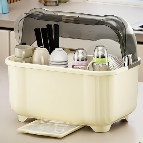 TOPINCN Dish Drying Rack with Cover, PP Drainboard - Image 5