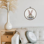 GWFSJYU Bunny Framed Wall Art, Chinoiserie Rabbit Round Canvas Prints Wall Art - Image 4