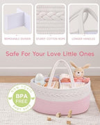 Maliton Diaper Caddy for Baby Girl-Cotton Rope Diaper Caddy, Diaper Organizer - Image 3