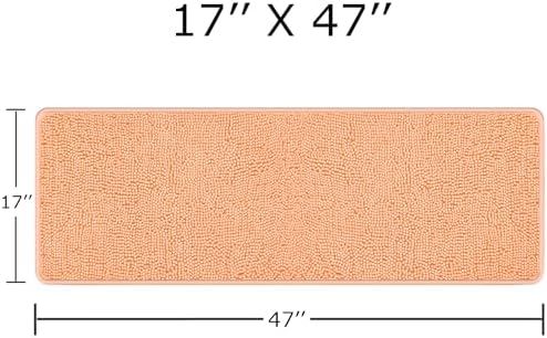 Yeaban Chenille Peach Bathroom Runner Rug 17"x47" - Image 2