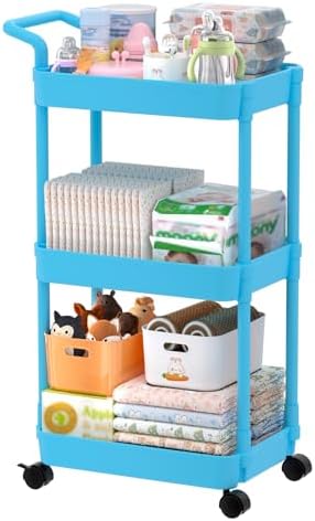 Volnamal Diaper Caddy, 3 Tier Rolling Cart by Volnamal