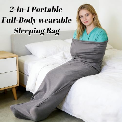 Hooded Hug Sleep Pod Adult Wearable Blanket, Light Washable Swaddle Sack Camp - Image 5