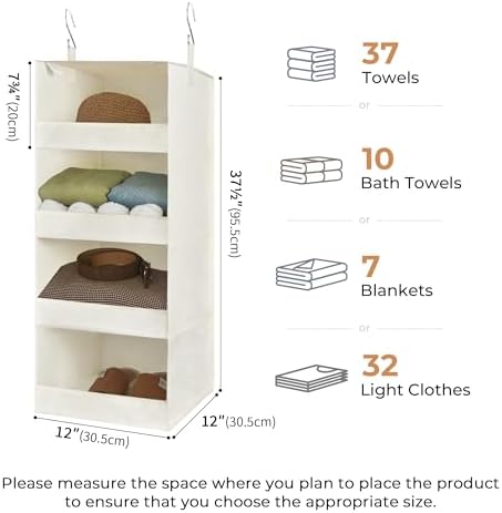 GRANNY SAYS 4-Shelf Hanging Closet Organizer, Foldable Storage - Image 3