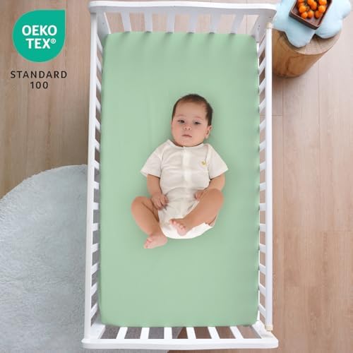 david's kids Waterproof Mini Crib Sheets, 2 Pack Ultra Soft Breathable Mini - Image 4