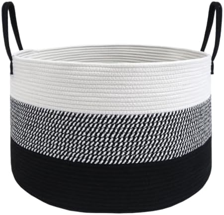 JMvicyroam 115L Extra Large Machine Washable Cotton Rope Blanket Basket by JMvicyroam