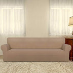 PureFit Stretch Couch Covers for Sofa 4 Seater Slipcovers Camel - Image 2