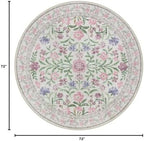 Lahome Purple 6ft Round Dorm Rug, Floral Circle Rug - Image 2
