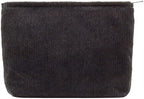 Flat Makeup Bag for Women, Zipper Cosmetic Pouch for Purse, Corduroy Black by PAZIMIIK