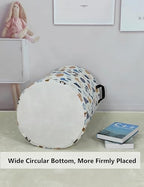 QUEENLALA Large Foldable Round Storage Basket Laundry Hamper, Colorful Bear - Image 7