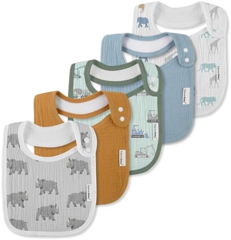 Muslin Baby Bibs for Drooling and Teething, Bibs for Boys Girls by EgmaoBaby