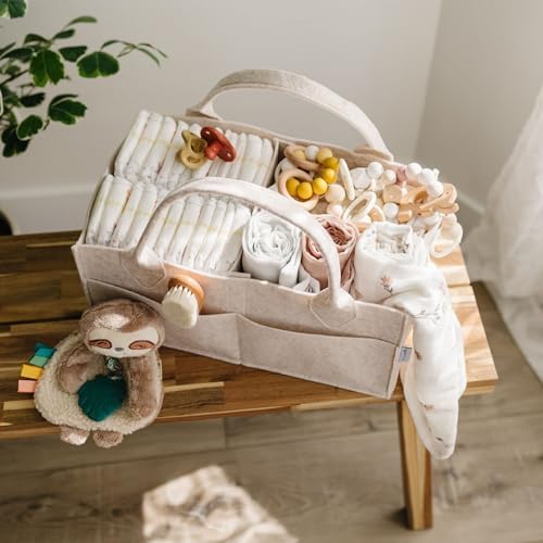 PUTSKA Baby Diaper Caddy Organizer, Felt Nursery Basket, Extra Large - Image 3