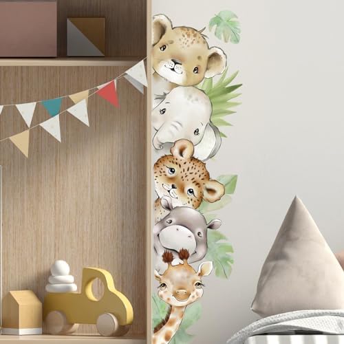 55.12 x 15.75 InchWatercolor Jungle Animal Wall Decals Tiger Elephant Zebra - Image 6