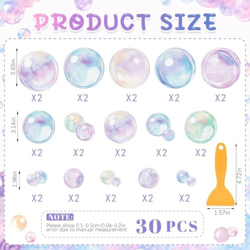 Fullhawl 30 Pcs Pastel Bubble Non Slip Shower Stickers, Bathtub Safety - Image 2
