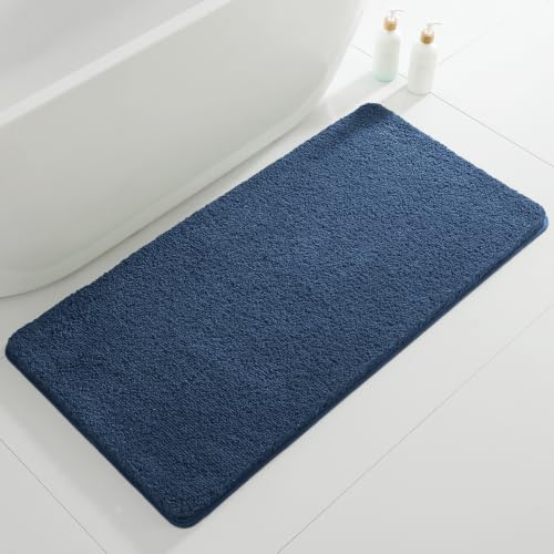 Polyester Bathroom Rug 24"x48" Navy Blue, Non-Slip Soft Bath Mat by Kildoss