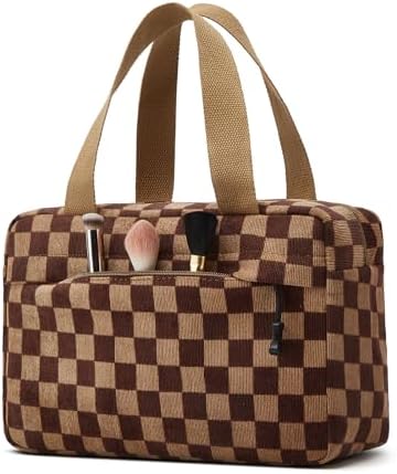 Large Makeup Bag for Women Corduroy Cosmetic bag Make up Bags Zipper Pouch - Image 2