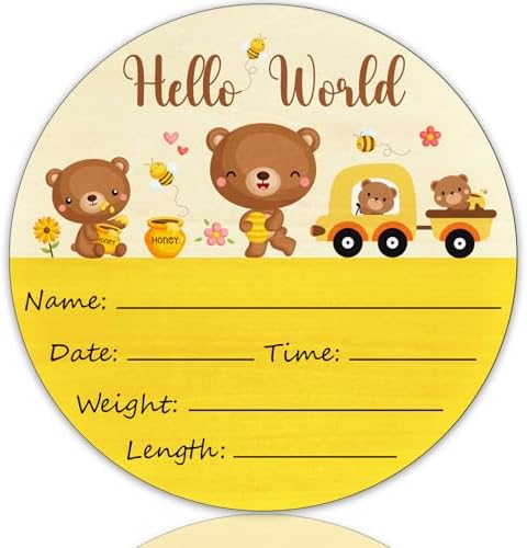 Birth Announcement Sign Baby Name Nursery Decor Hello World by Unknown