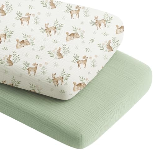 Konssy Muslin Bassinet Sheets for Baby Boys and Girls, 2 Pack by Konssy
