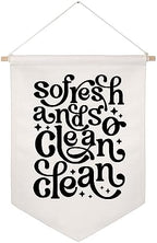So Fresh So Clean Wall Hanging Banner, Funny Bathroom Wall Decor Retro 70s by ZEARPT
