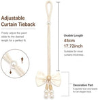 Adjustable Curtain Tiebacks 4 Pack, No Drill Cute Bow Rope Holdbacks - Image 3
