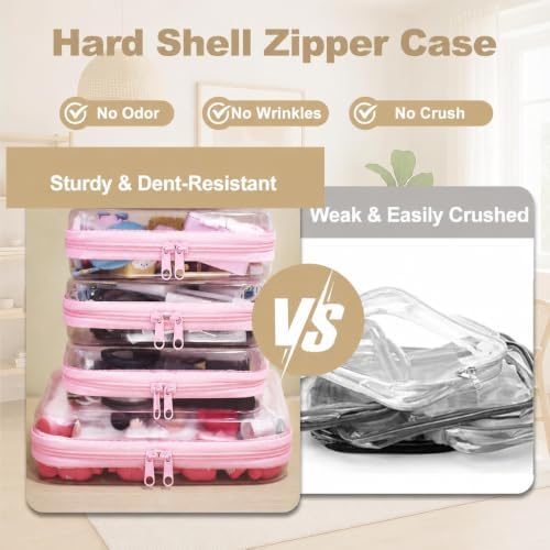 4 pcs Clear Zipper Pouches, Hard Shell Zipper Case, Toiletry Bag - Image 2