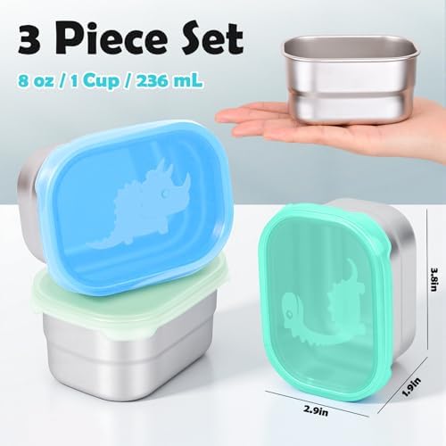 Tanjiae 3×8oz Small Stainless Steel Snack Containers - Image 4