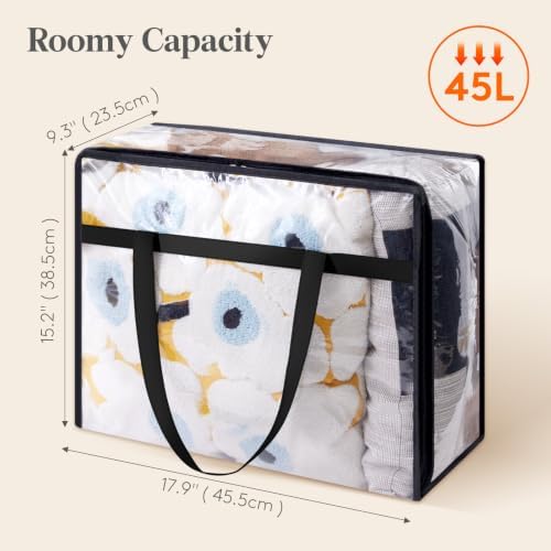 Lifewit 45L Clear Clothes Storage Bags, Plastic Foldable Blanket Storage Bag - Image 2