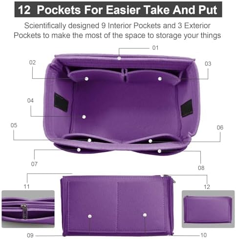 OMYSTYLE Purse Organizer Insert, Felt Tote Bag Organizer Insert - Image 3