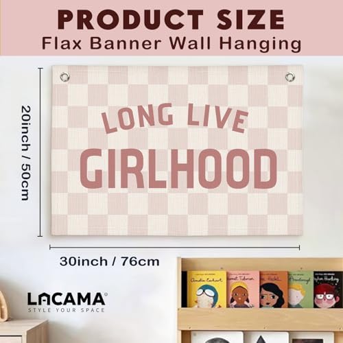 Lacama Girls Room Wall Art Decor, Long Live Girlhood Linen Banner - Image 4
