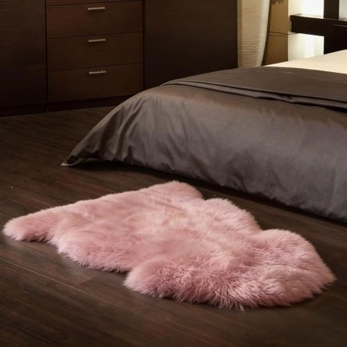 Genuine Real NZ Sheepskin Area Rug Fluffy Lambskin Living Room Pink 2x3.2ft - Image 7