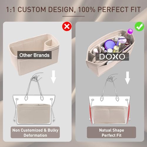 Doxo Purse Organizer Insert for Handbags & Base Shaper 2pc Set, Felt Neverfull - Image 5