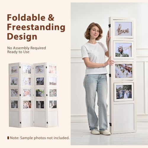 4 Panel Photo Room Divider, Folding Privacy Screen Decorative - Image 3