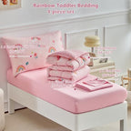 DuShow Pink Rainbow Toddler Bedding Set, 4 Piece Baby Crib Bedding Comforter - Image 5
