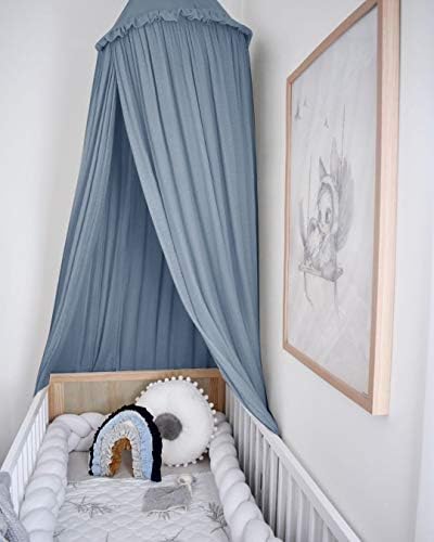 MAMERIA Kids Bed Canopy with Frills Cotton Hanging Tent Curtain Net by IBIZA+VIBE