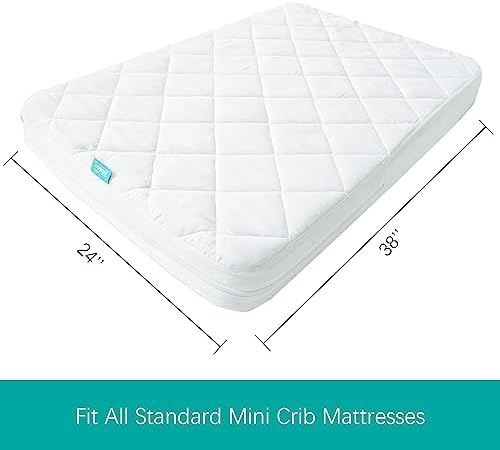 Zippered Mini Crib Mattress Protector Waterproof, 6-Sided Encasement - Image 5