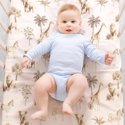 4 Pack Safari Jungle Animals Neutral Unisex Fitted Nursery Baby Sheets Set - Image 5