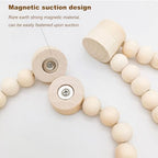 2 Pieces Wooden Beaded Curtain Tiebacks, Tassel Curtain Buckles Magnetic - Image 3
