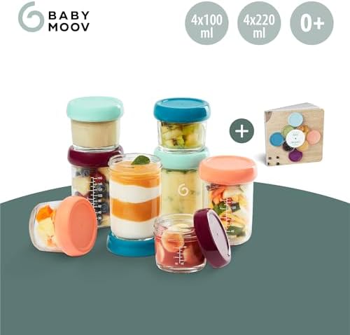 Babymoov Babybols Glass Storage Jars Multiset, 4x4oz + 4x8oz - Image 3