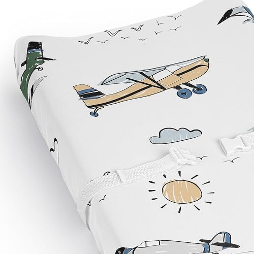 Sweet Jojo Designs Vintage Airplane Boy Baby Changing Pad Cover Sheet Infant - Image 4