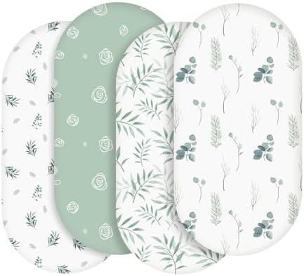 Baby Bassinet Sheets 4 Pack, Fits Rectangle Round Oval Hourglass Mattress by SoarwgKids