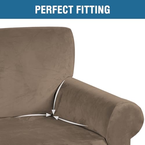 H.VERSAILTEX Stretch Velvet Armchair Cover Couch Covers 1 Cushion Chair - Image 4