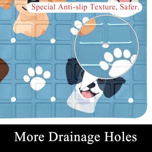 Bathtub Mat Non Slip 26.8x15.1 Inch, Dogs Paws Pattern Shower Mat - Image 2