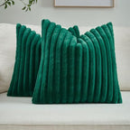 FUTEI Pack of 2 Faux Fur Throw Pillow Covers 28x28 Inch, Emerald Green by FUTEI