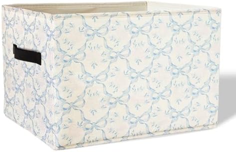 Coquette Blue Bow Floral Storage Basket Bins by Unknown